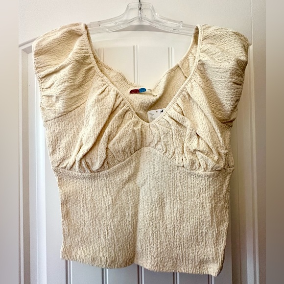NWT Free People Anette Top Neutral Cream Size L Runs Small NEW - Picture 3 of 6
